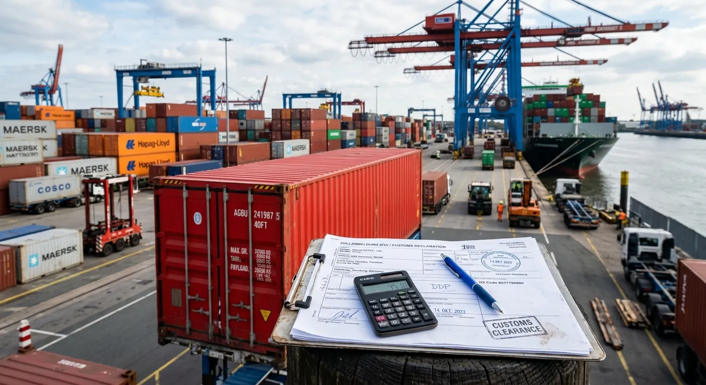 Containerschiff und Zolldokumente — Amazon FBA Import aus China nach Deutschland