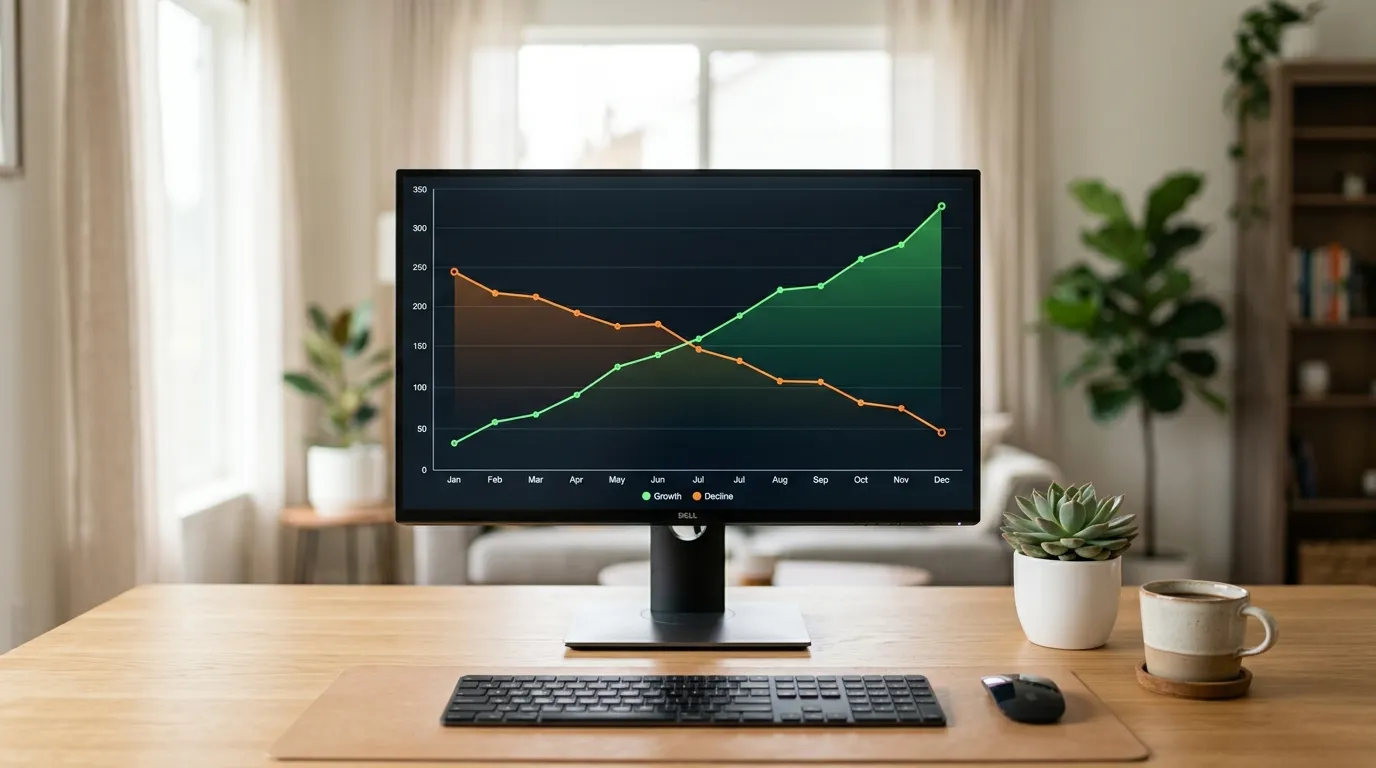 Split-Screen mit Amazon Werbe-Dashboard und Gesamtumsatz-Grafik nebeneinander auf einem Monitor